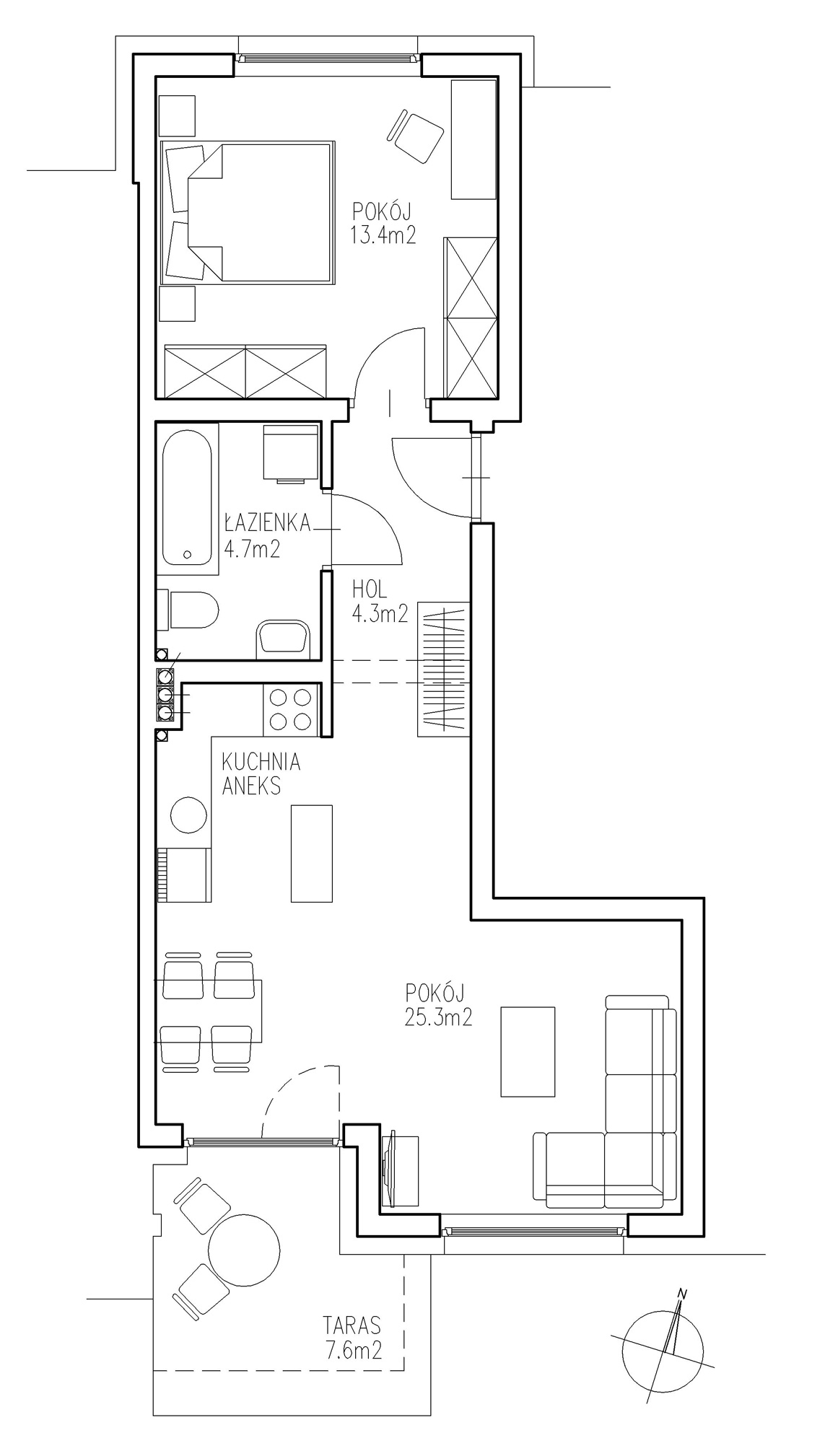 Mieszkanie nr 2 | Blok nr 1 | ul. Ogrodowa | Ełk
