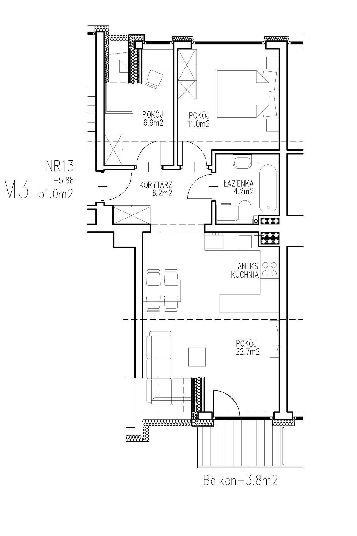 Ełk - ul. Ogrodowa, blok nr 5, mieszkanie nr 13, KTK Deweloper
