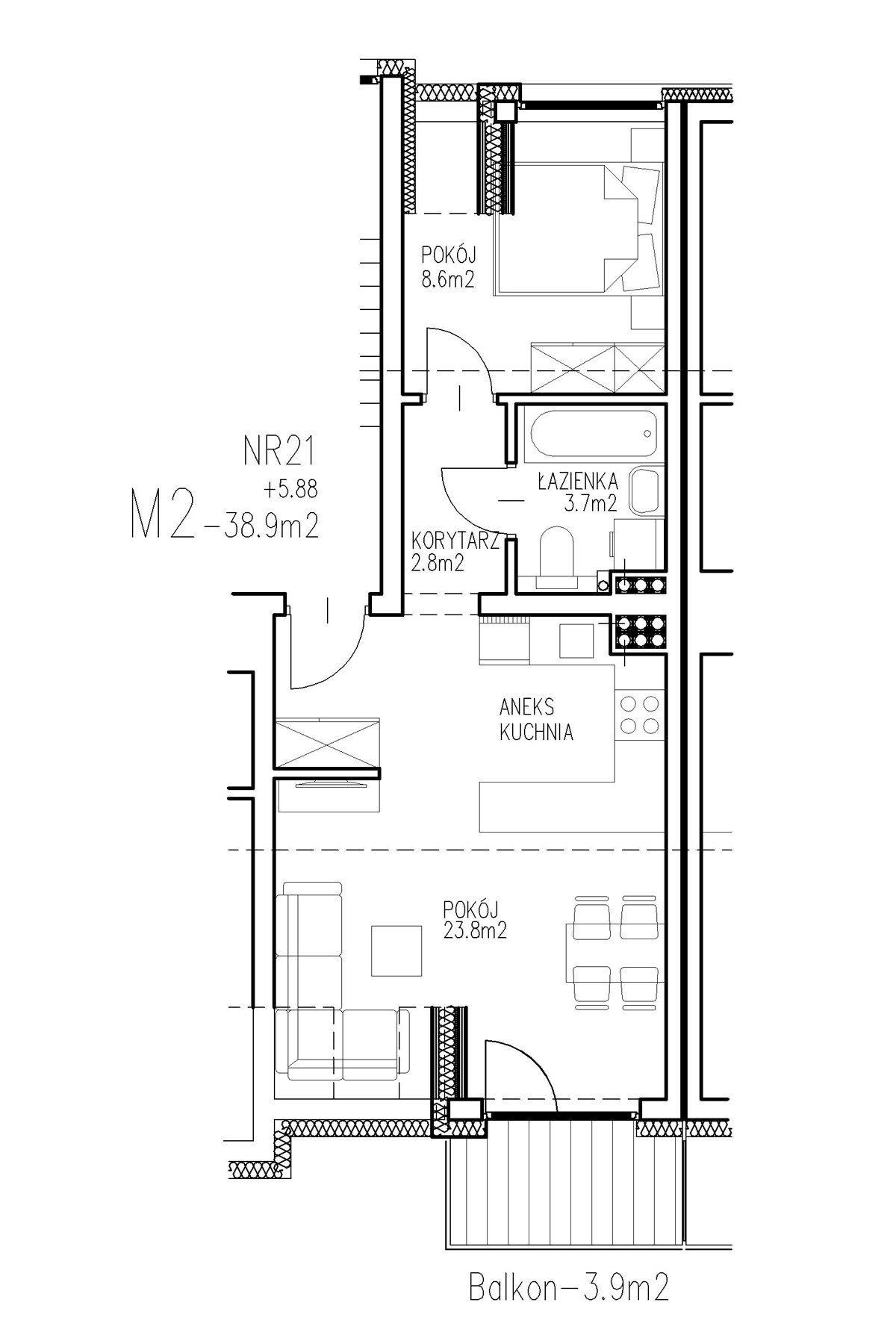 Ełk - ul. Ogrodowa, blok nr 5, mieszkanie nr 20, KTK Deweloper
